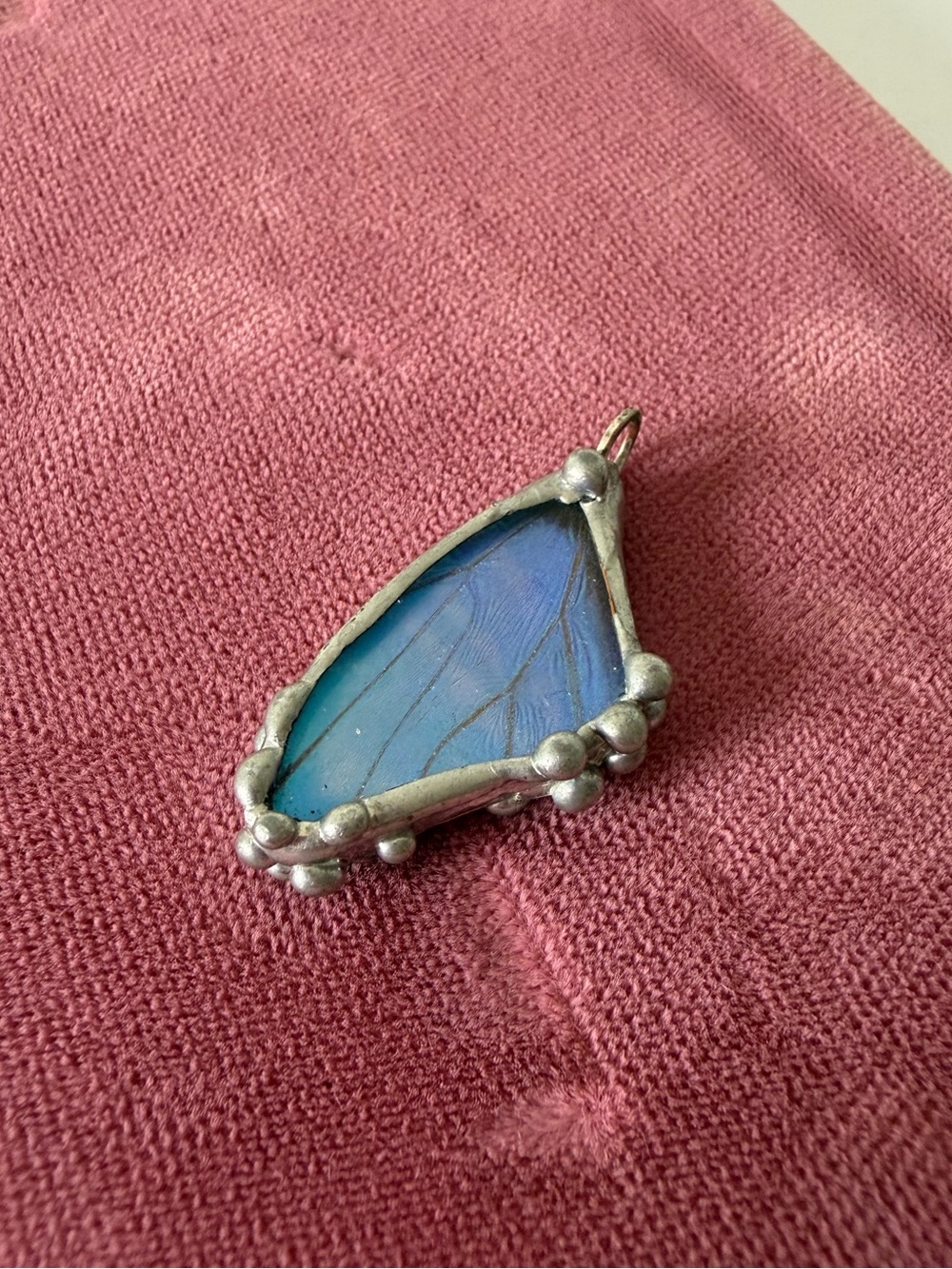 Double-Sided Real Blue Morpho Butterfly Wing Pendant Necklace